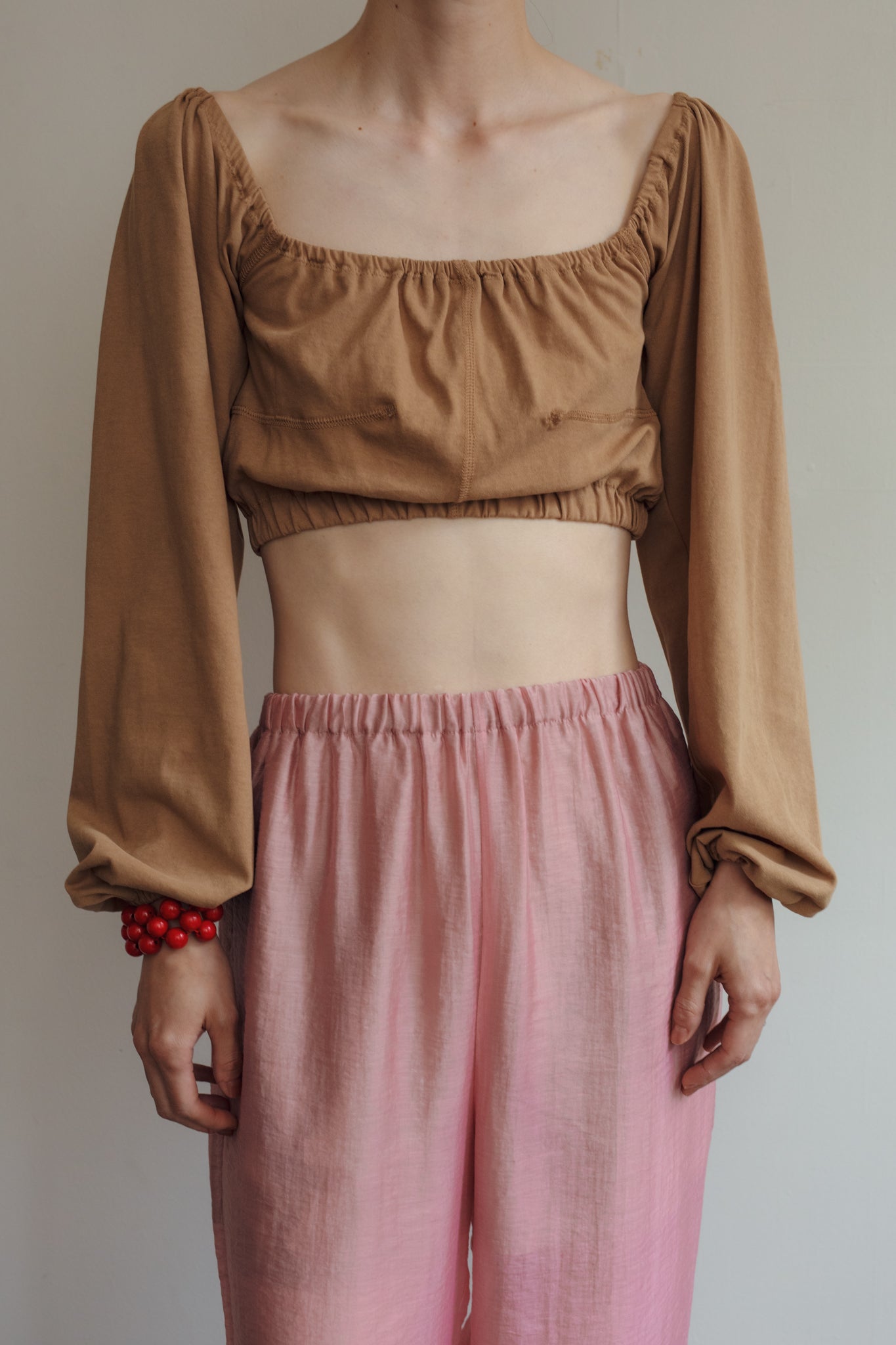 Dry Single Jersey Square Neck Gather Top(ls52519T)