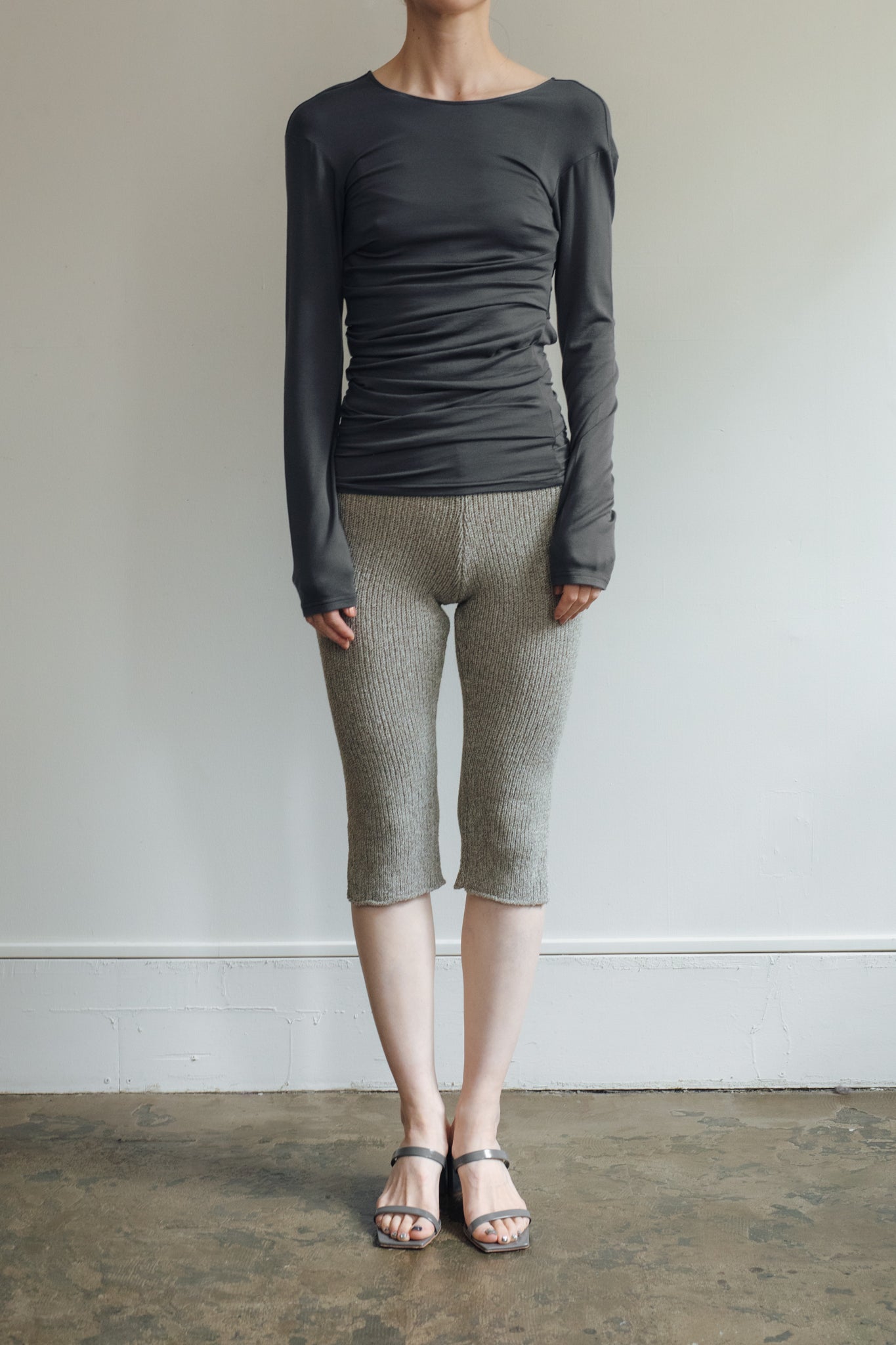 Italian Mix Loop Yarn Knit Half Leggings (ls42434K)