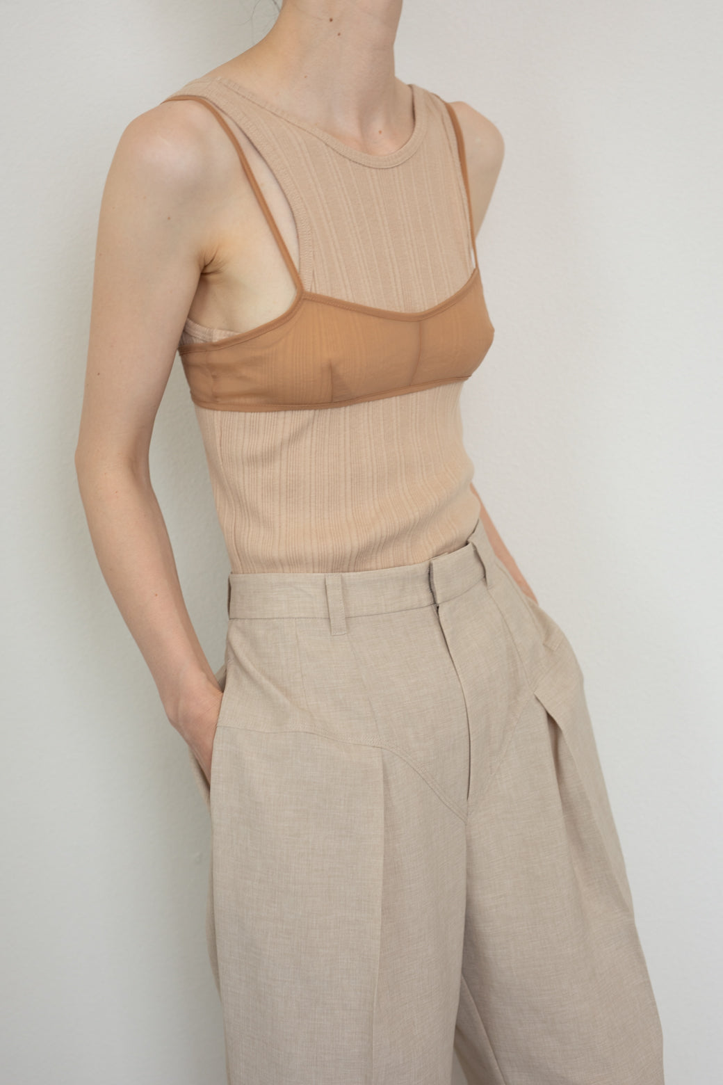 Shorts Switching Tucked Wide Trousers (ls42427P)