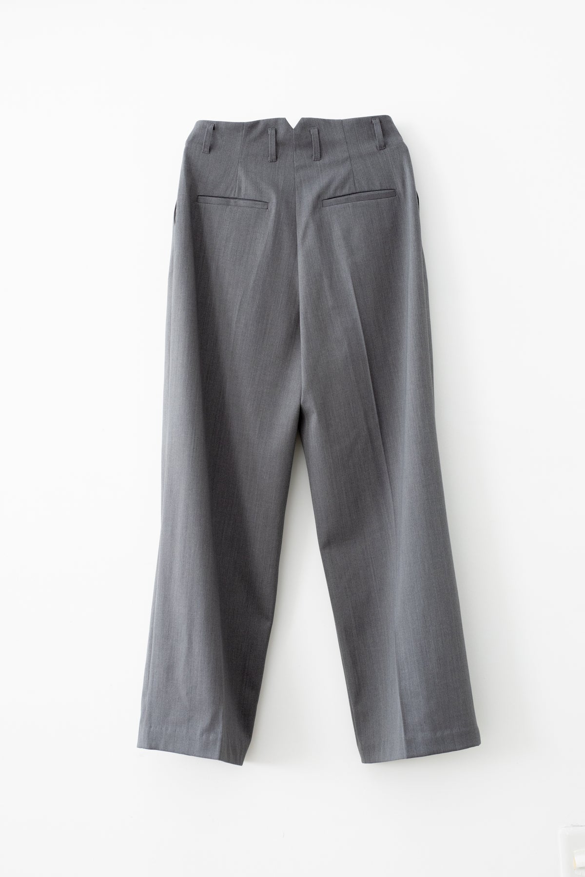Wool Mix Gabardine Hip Hugger Tucked Wide Slacks (ls72638P)