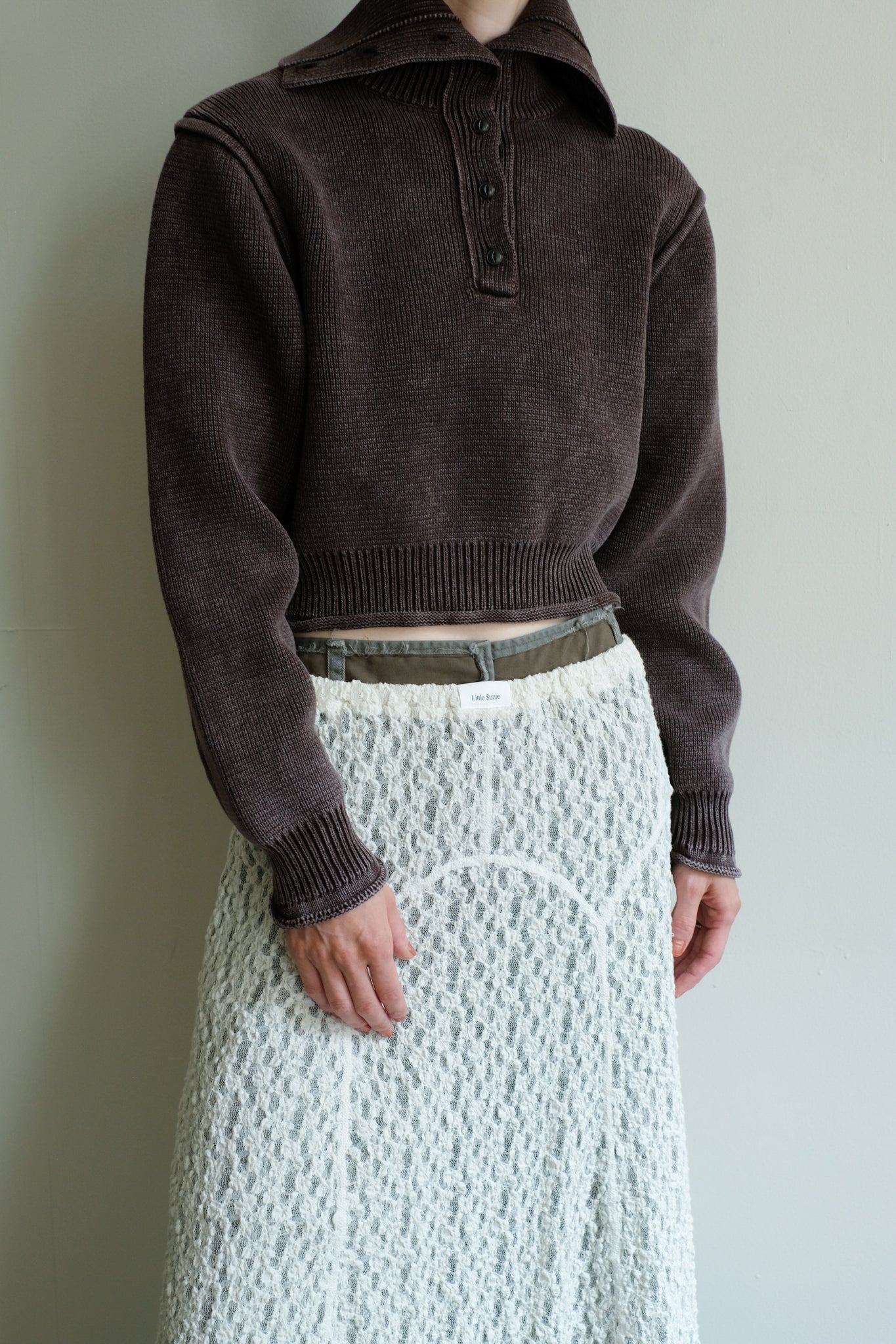 Turtleneck Acid Wash Milan Rib Sweater (ls44458K)