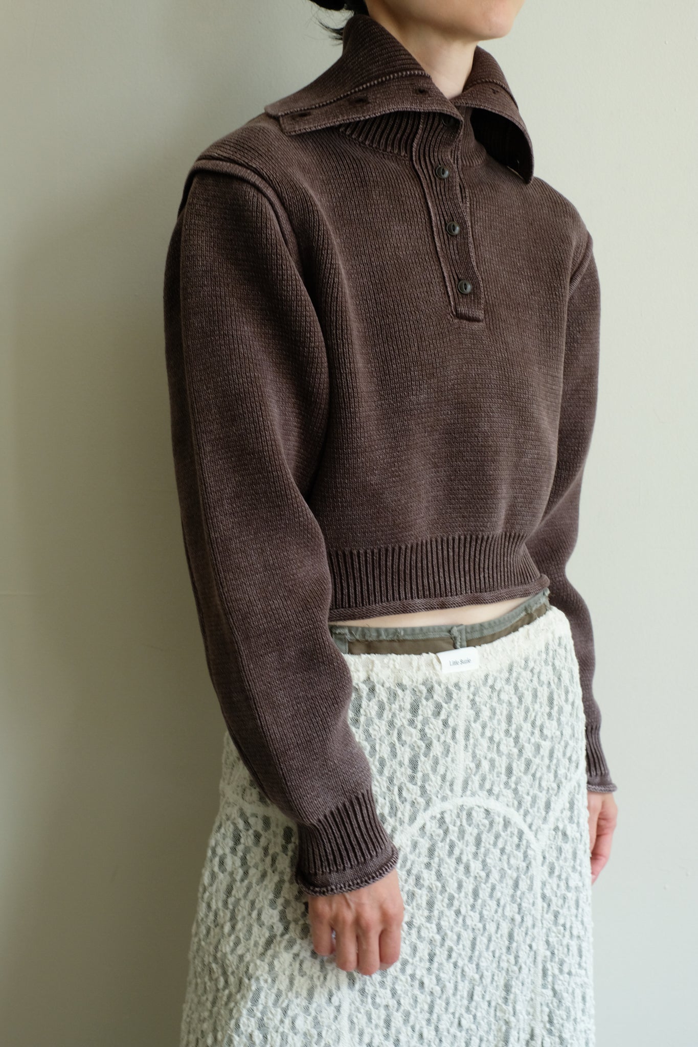 Turtleneck Acid Wash Milan Rib Sweater (ls44458K)