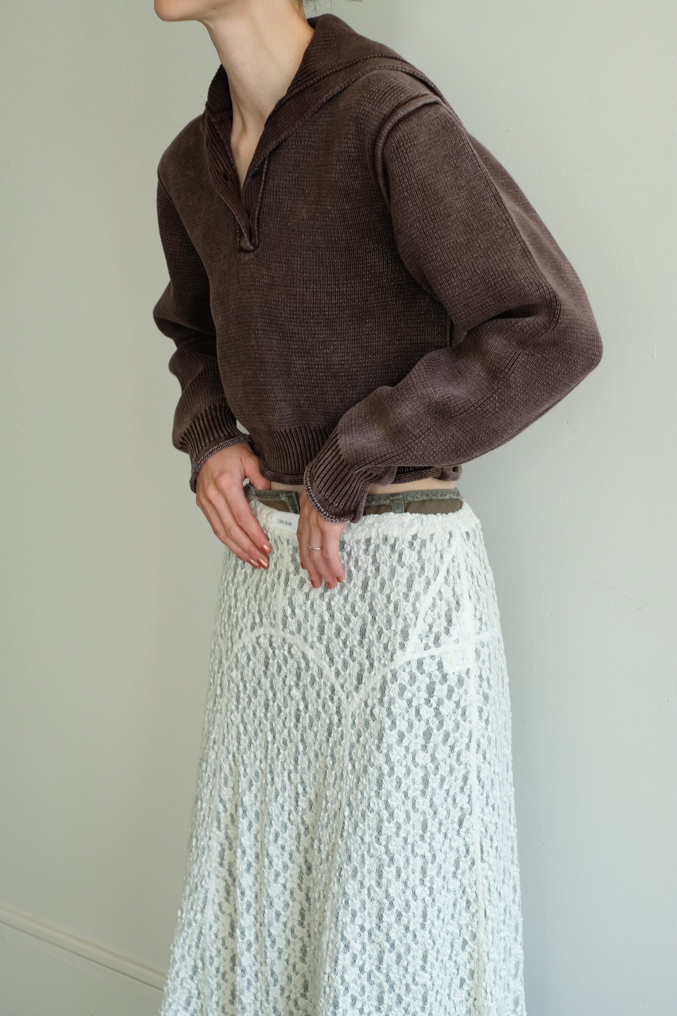 Turtleneck Acid Wash Milan Rib Sweater (ls44458K)