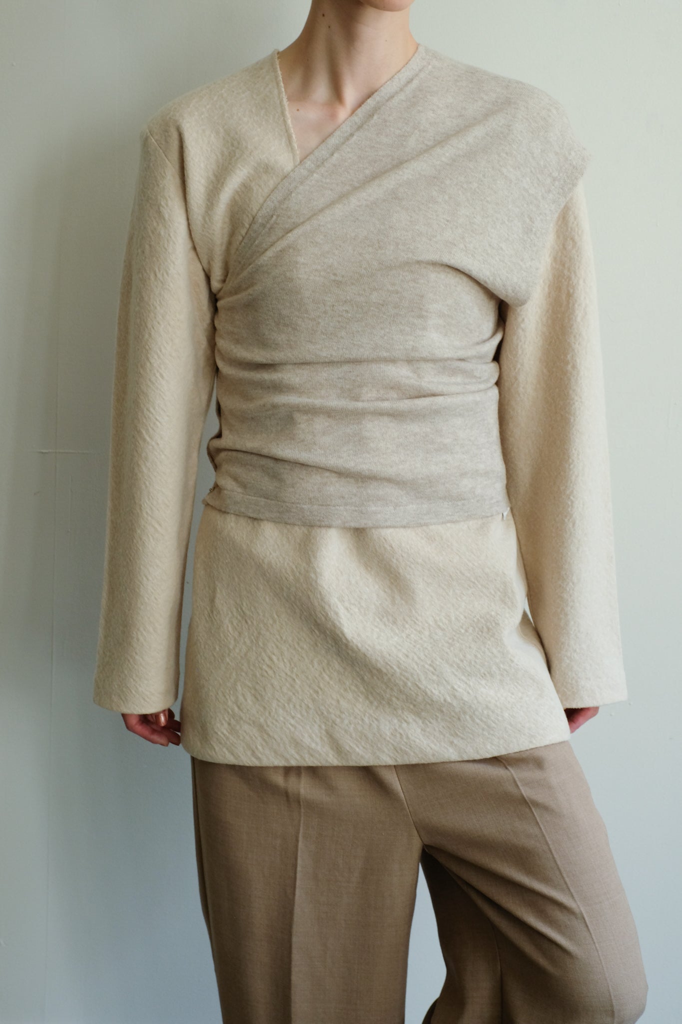 Wool Cashmere Mix One Shoulder Bustier (ls44457K)