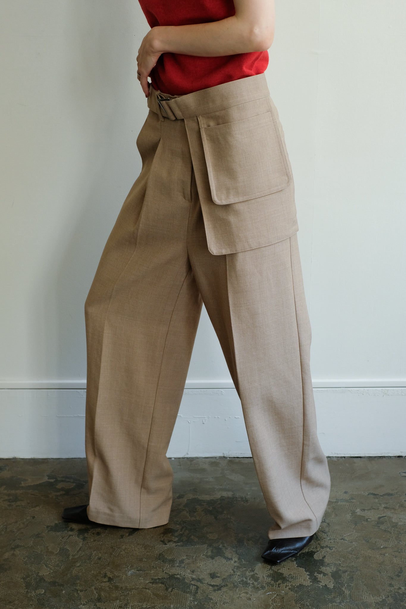 Waist Bag Belt Center Crease Slacks (ls44464P)