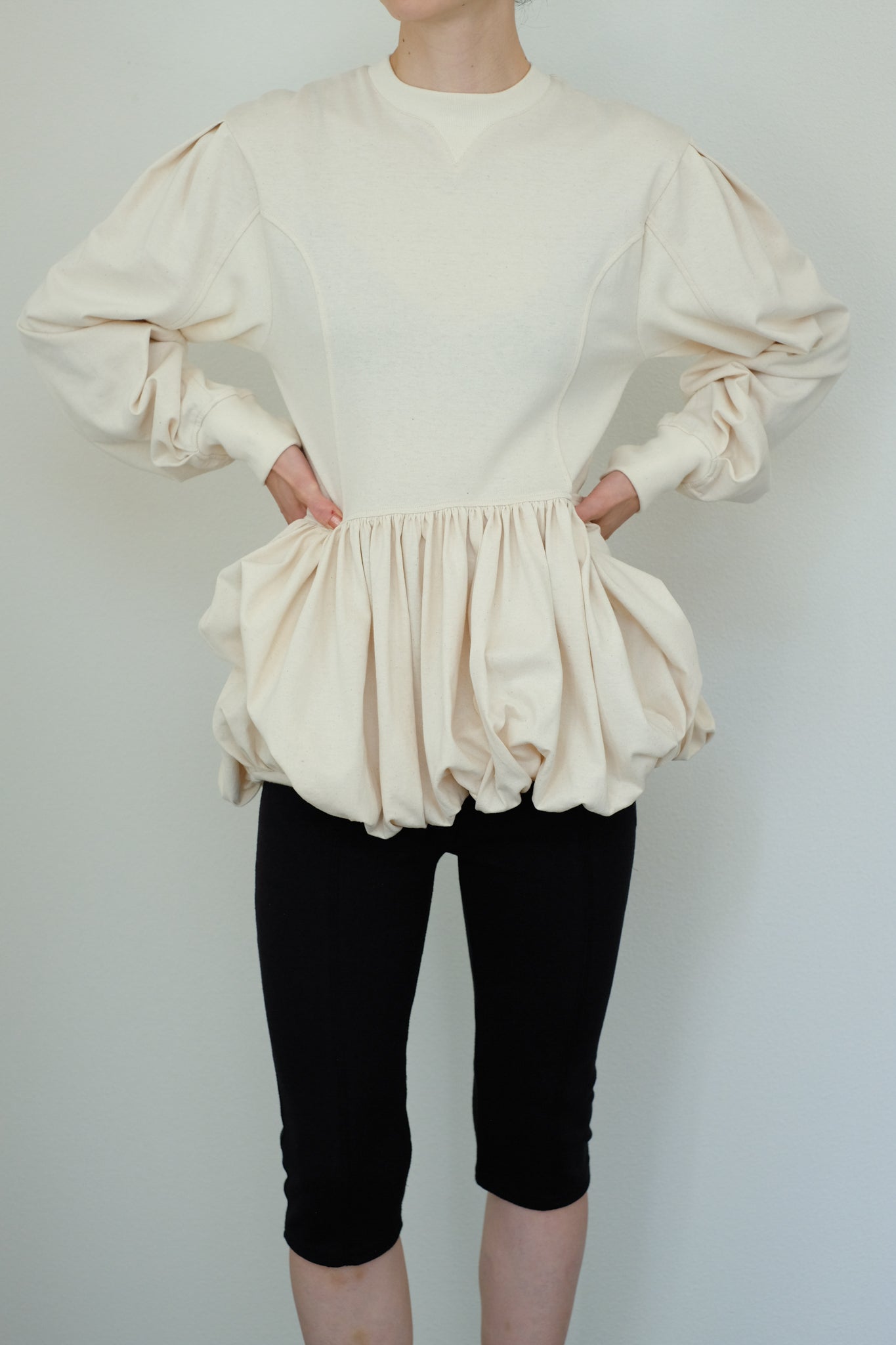 Balloon Hem Switching Tops (ls44465T)