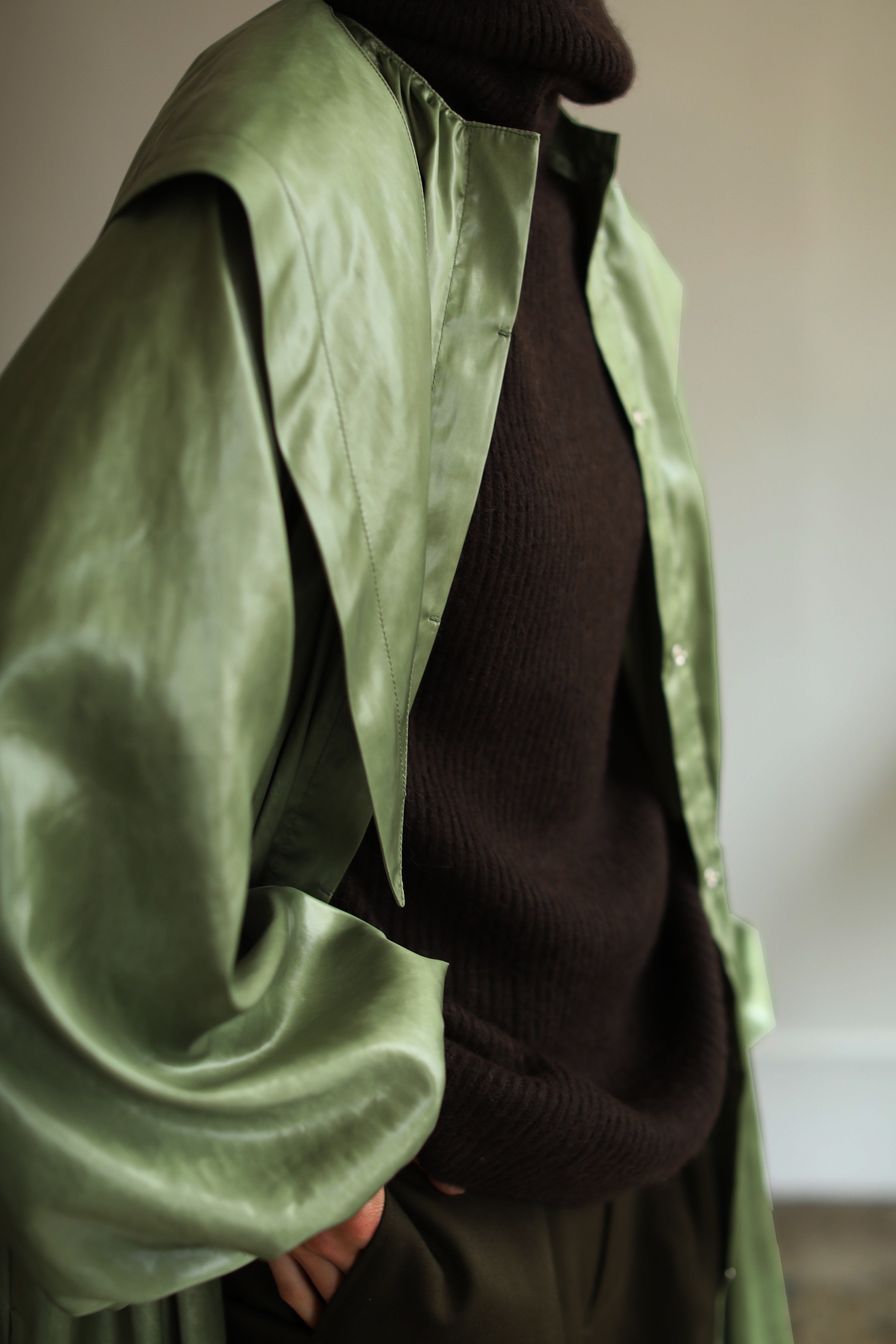 Leather Like Hoodie Dress Coat(ls14255J)