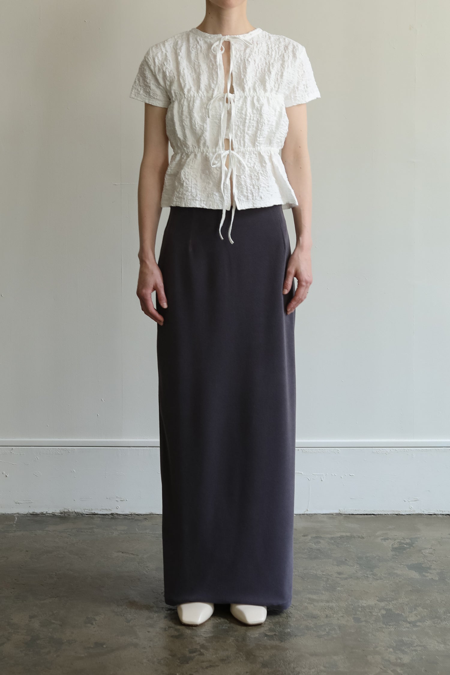 【Pre-order】Organic Cotton Wrinkle Russell Drawstring 2way Top (ls52567T)