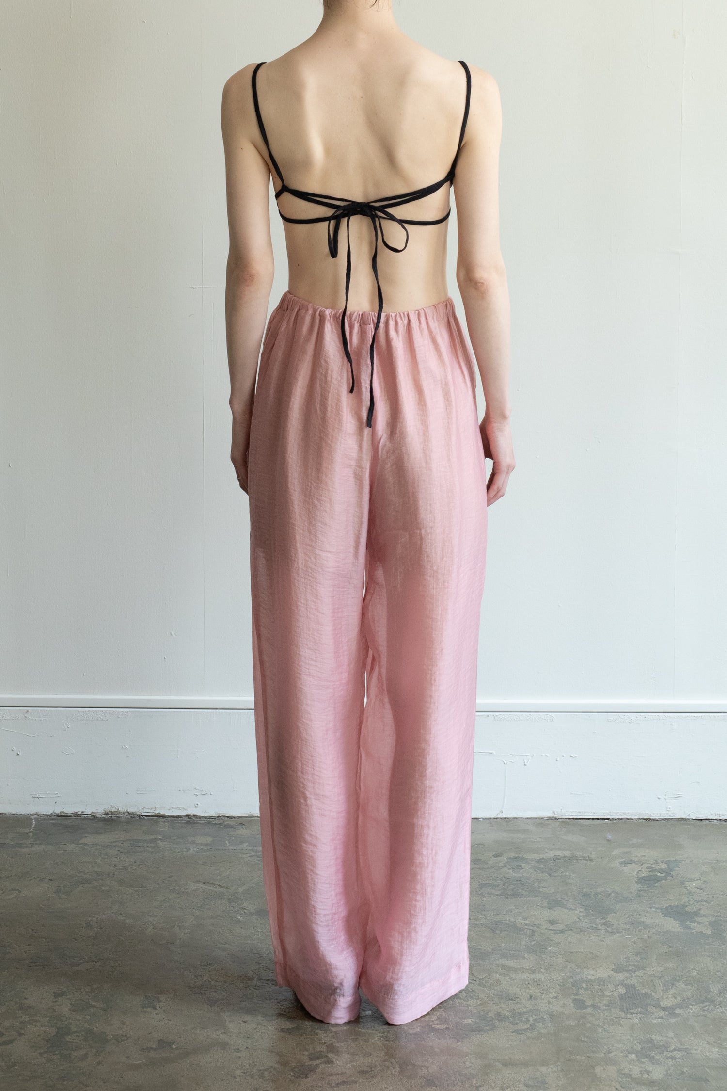 Organic Cotton Wrinkle Russell Drawstring Bra Top (ls52566T)