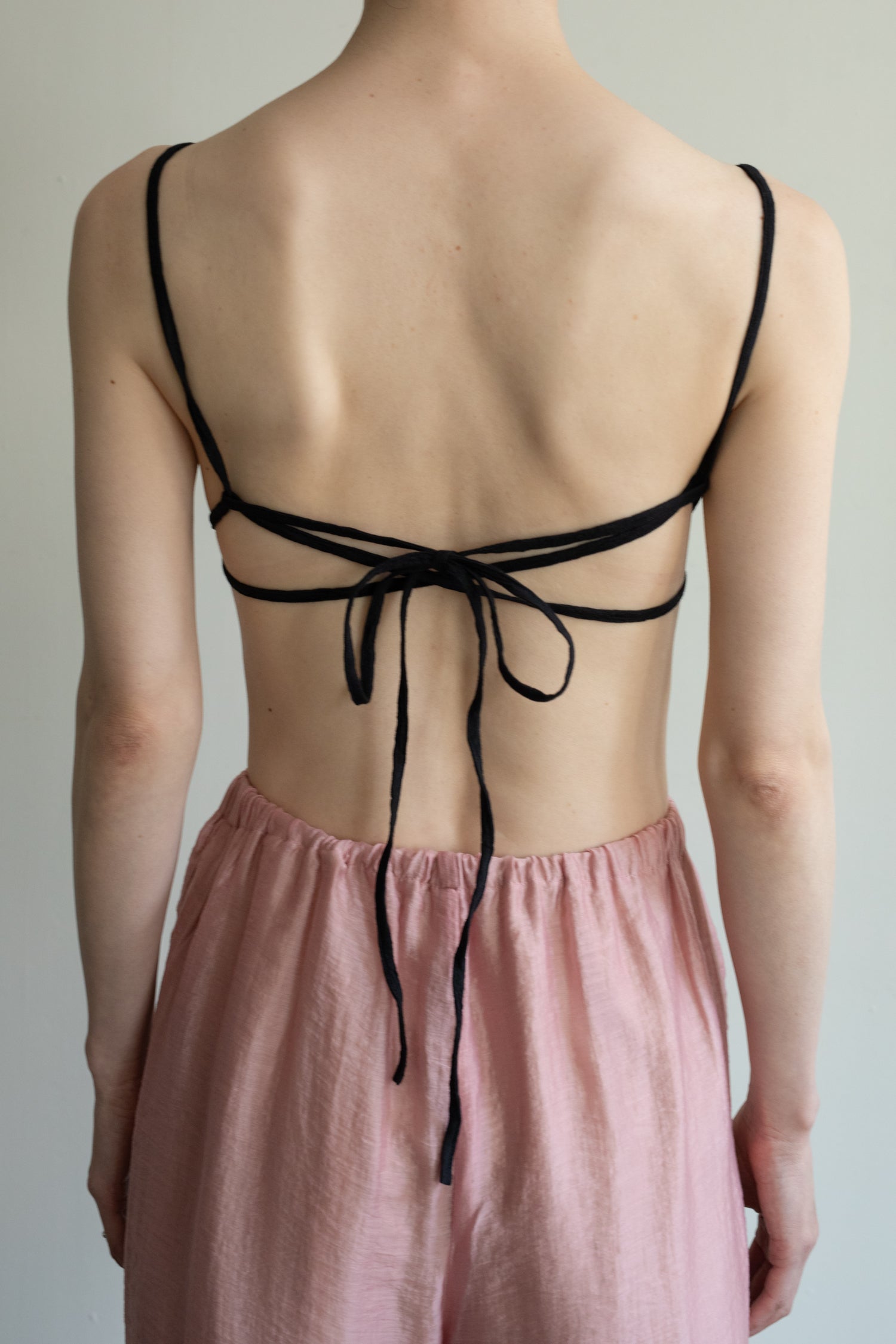 Organic Cotton Wrinkle Russell Drawstring Bra Top (ls52566T)
