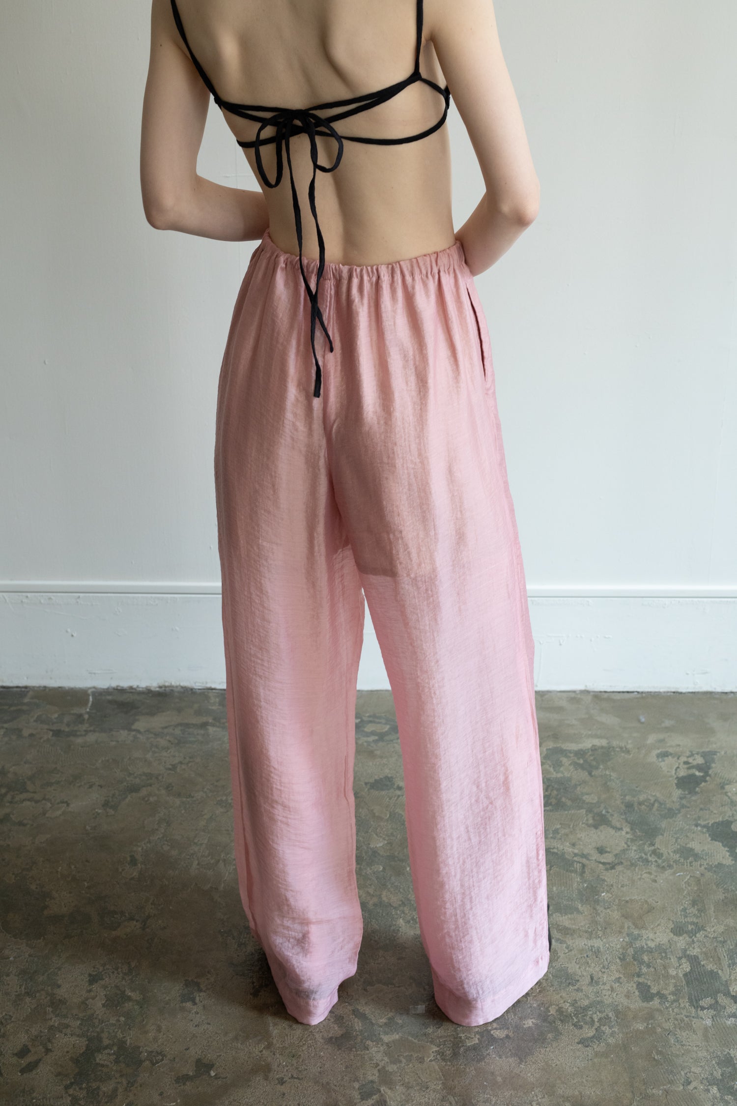 Organic Cotton Wrinkle Russell Drawstring Bra Top (ls52566T)