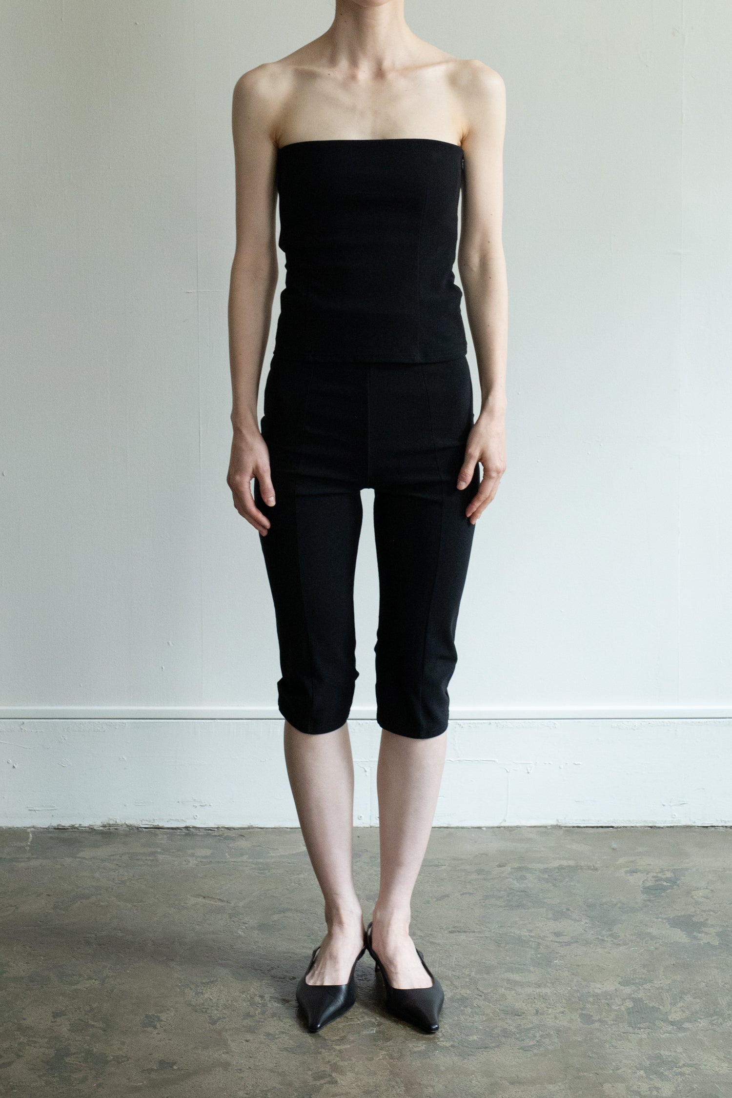 Elastic Rib Half Leggings (ls52565P)