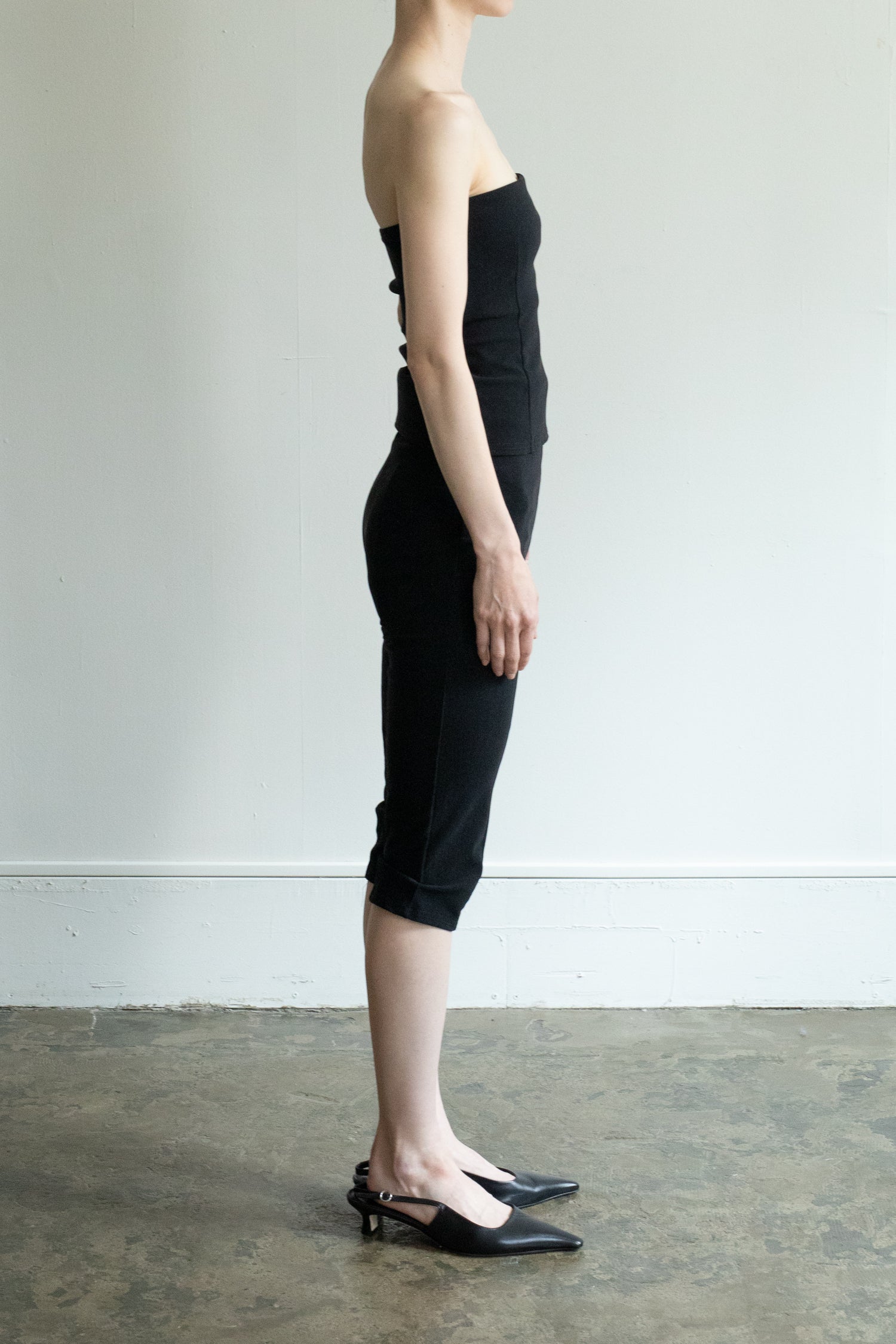 Elastic Rib Half Leggings (ls52565P)