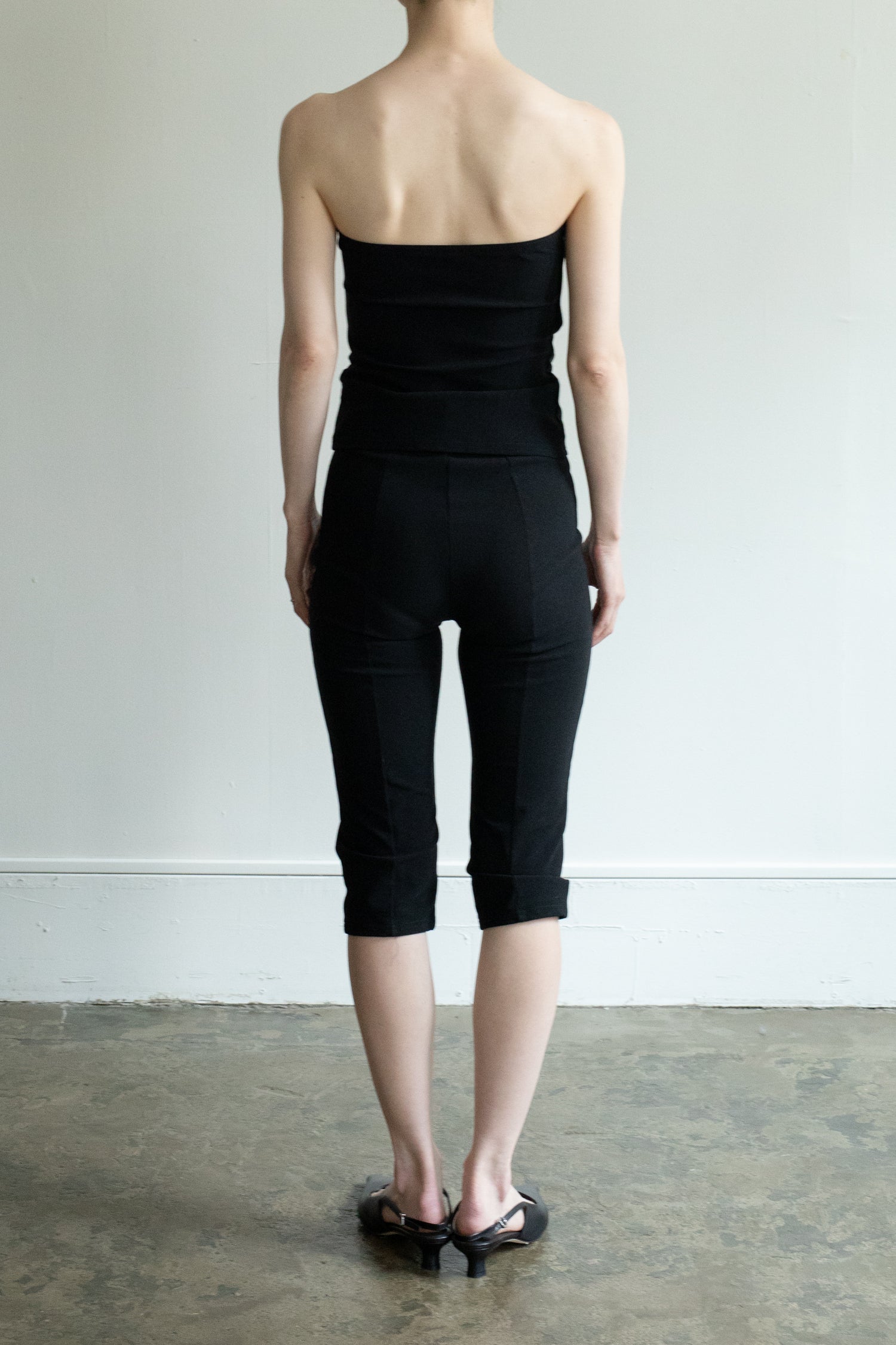 Elastic Rib Half Leggings (ls52565P)
