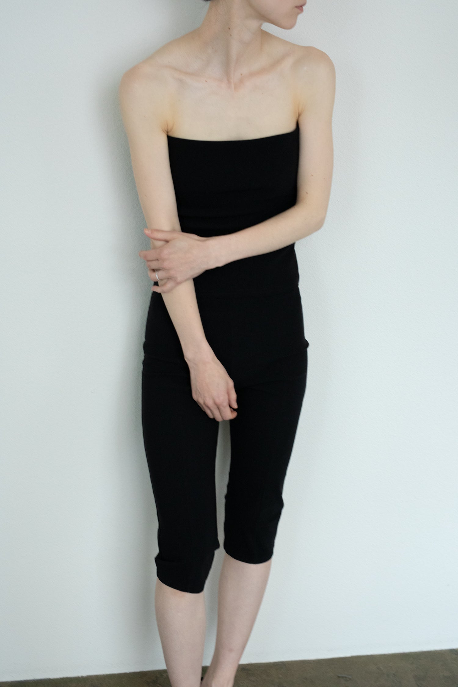 Elastic Rib Half Leggings (ls52565P)