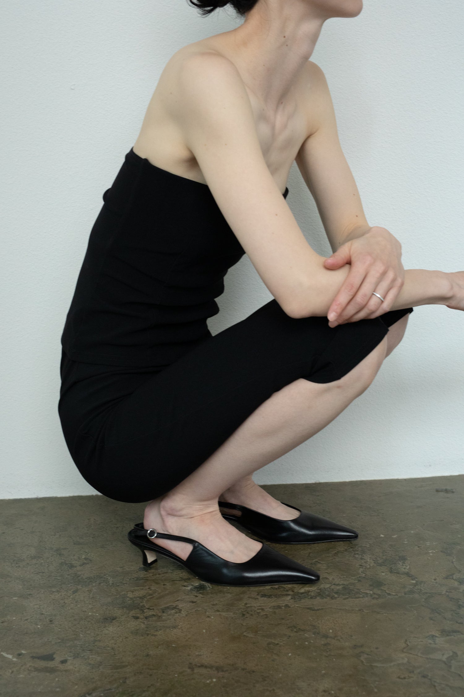 Elastic Rib Half Leggings (ls52565P)