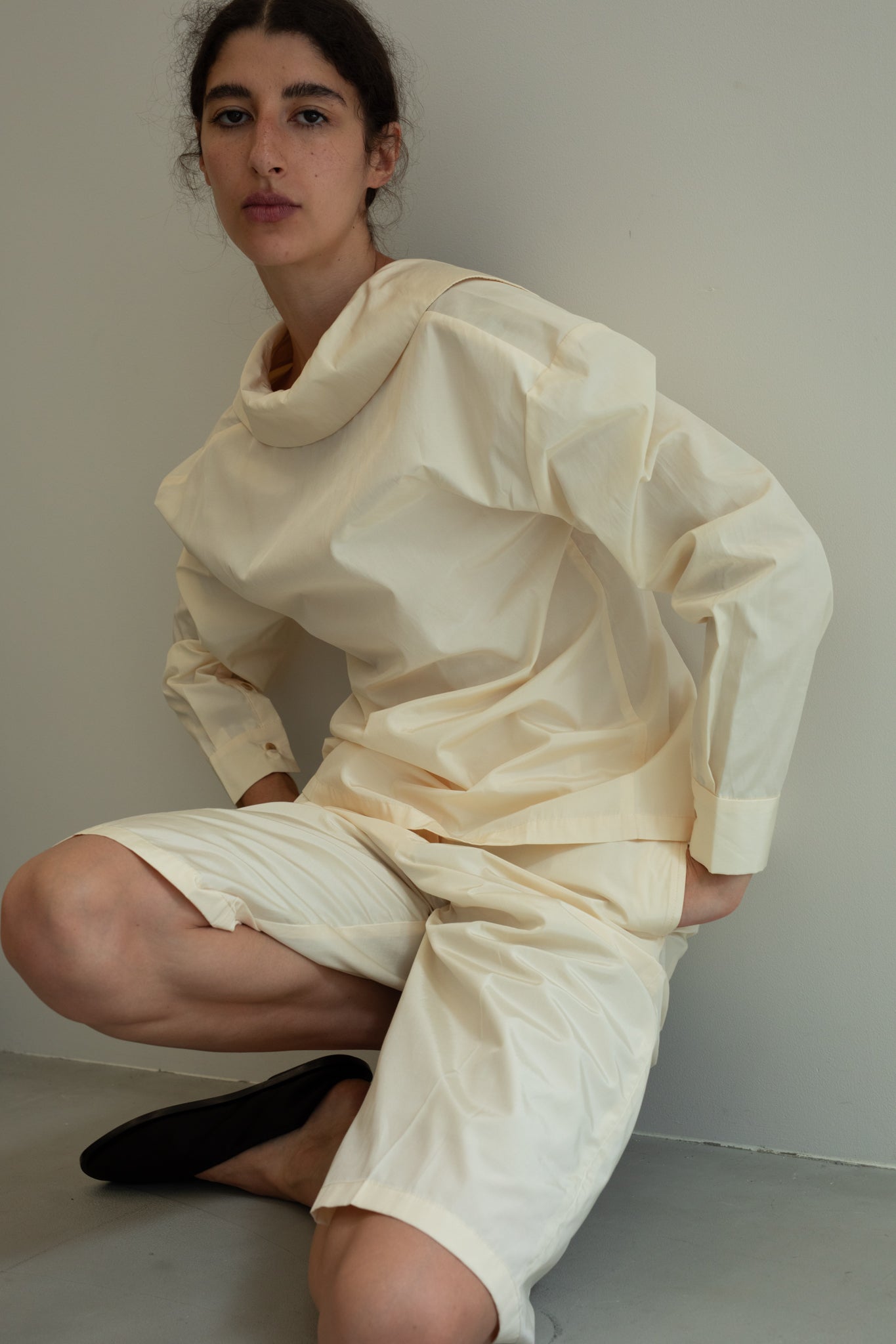 Sustainable Lawn 2way Big Collar Shirt(ls52513T)