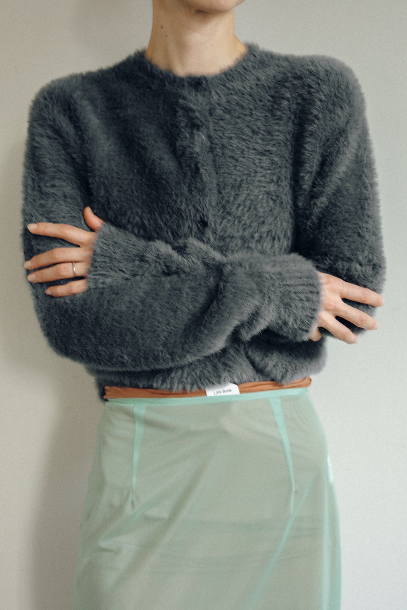 Nylon Fur Knit Cardigan (ls54531K)