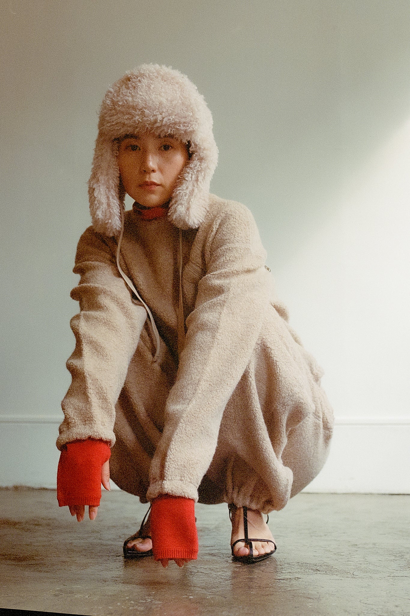 Wool Angola Pile Harf Zip Over PO (ls44475T)