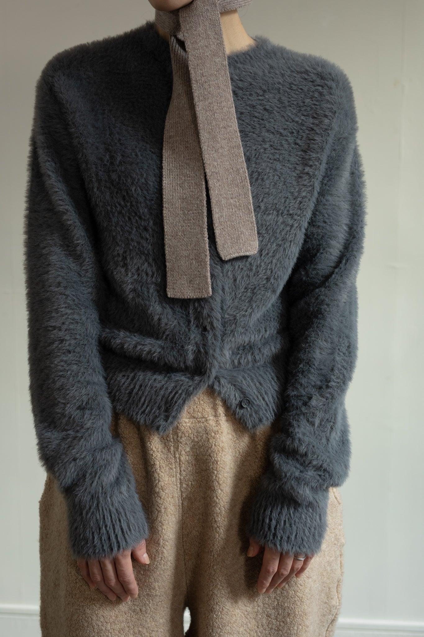 Nylon Fur Knit Cardigan (ls54531K)