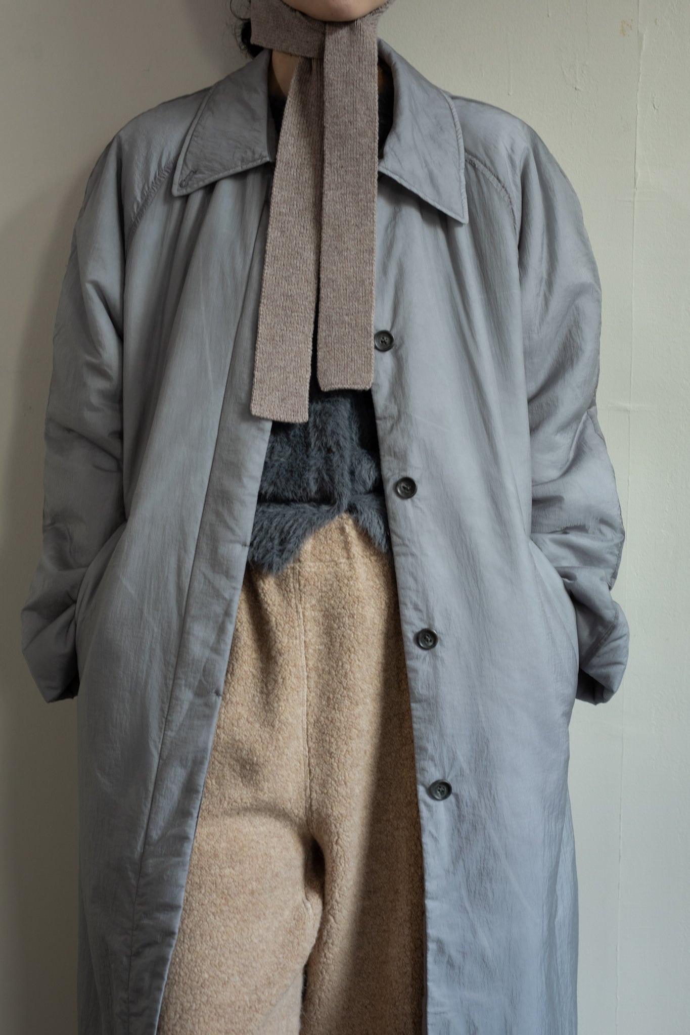 Sheer Nylon Patted Long Coat (ls54535J)