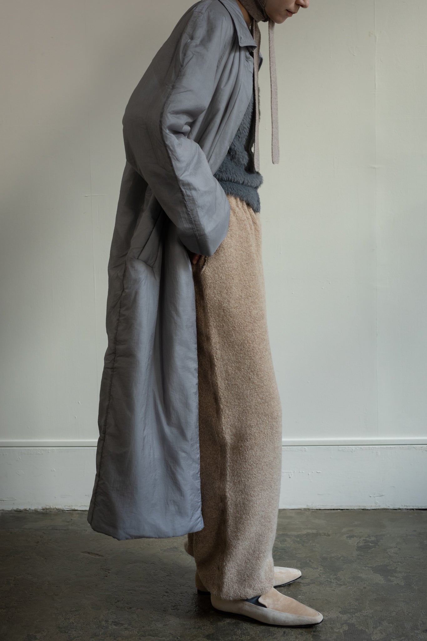 Sheer Nylon Patted Long Coat (ls54535J)