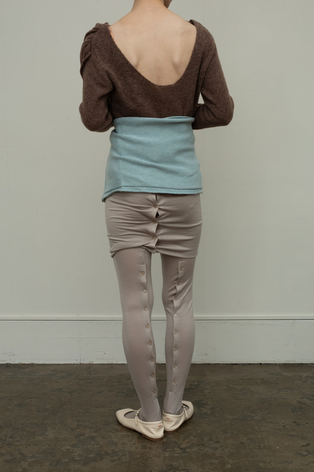 Wool Back Button Tights (ls44486P)