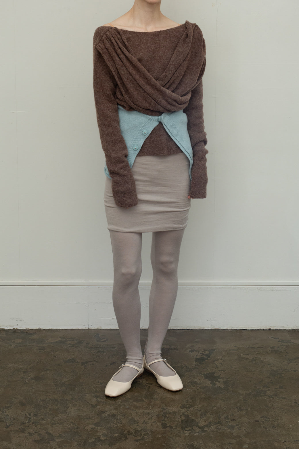 Meino wool Cross Tuck Tie Knit (ls076)