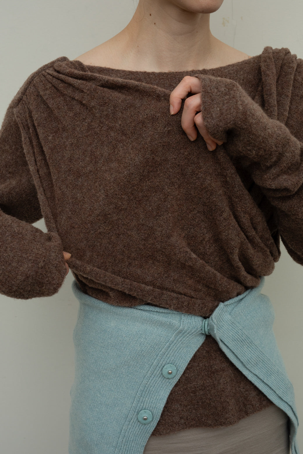 Meino wool Cross Tuck Tie Knit (ls076)