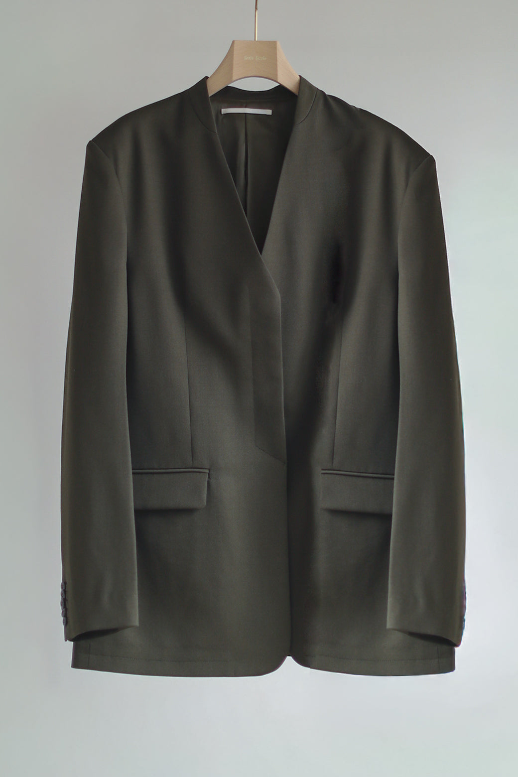 Wool Gabardine No-collar Tailored Jacket(ls14257J)