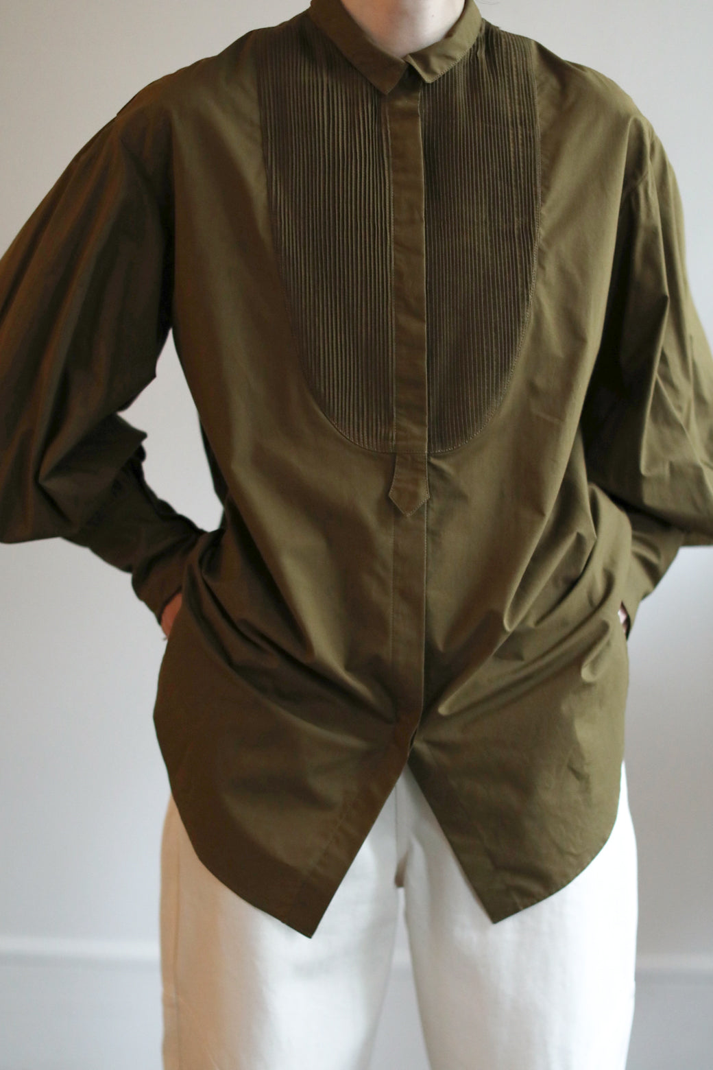 Pin Tuck Bib Dress Shirt(ls14270T)