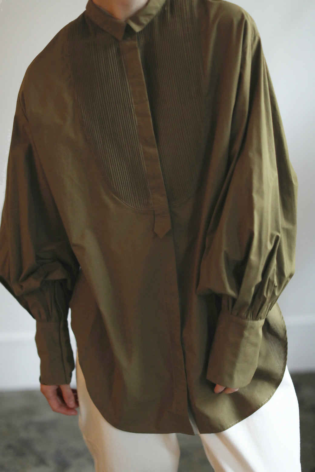 Pin Tuck Bib Dress Shirt(ls14270T)