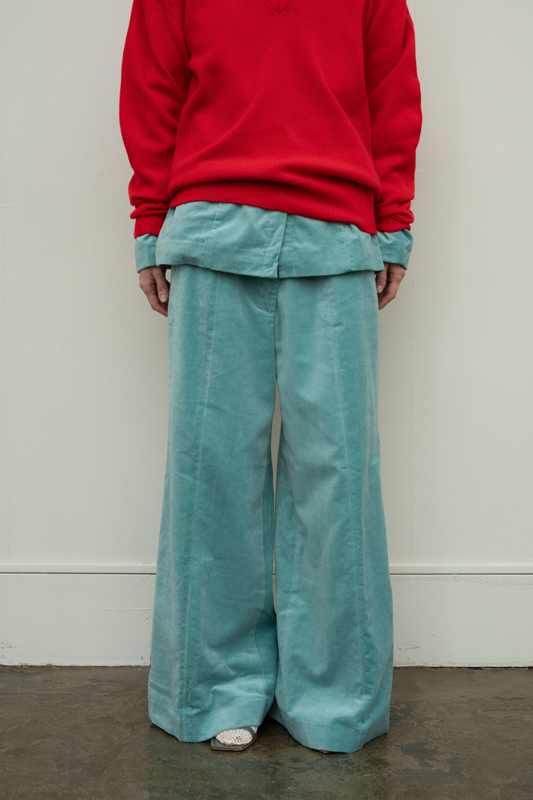 Linen Cotton Velvet Uneven Front Pants (ls24312P)