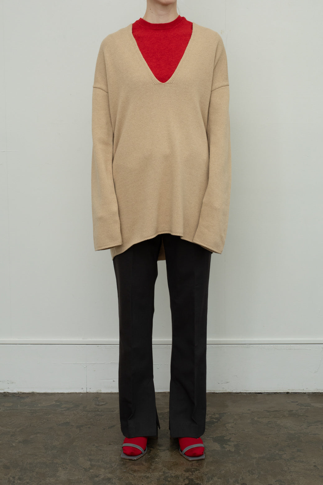 Italian Cash Wool Yoke Knit Tunic (ls24307K)