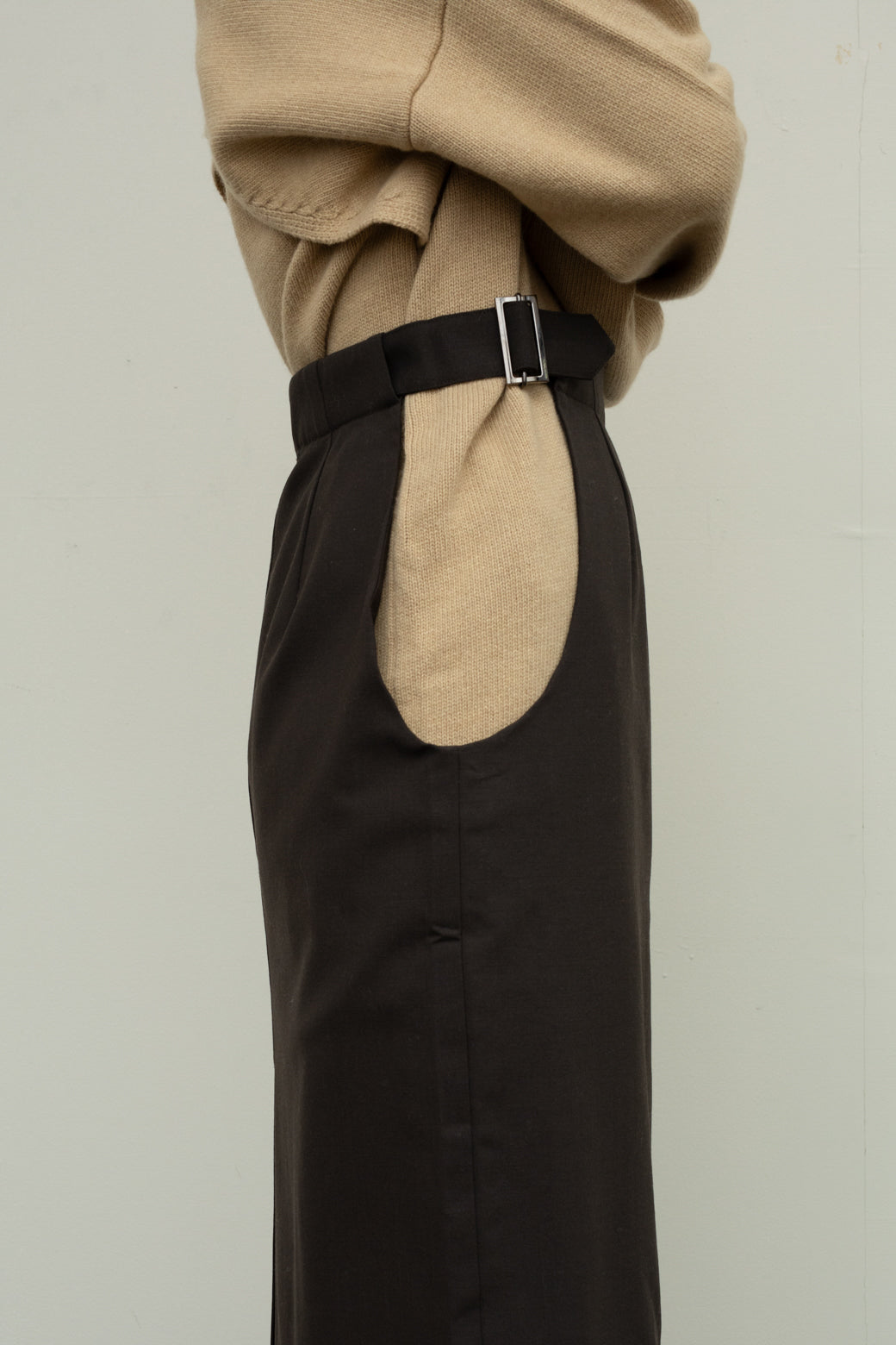 Stretch Wool Side Cut Out Skirt(ls34386S)