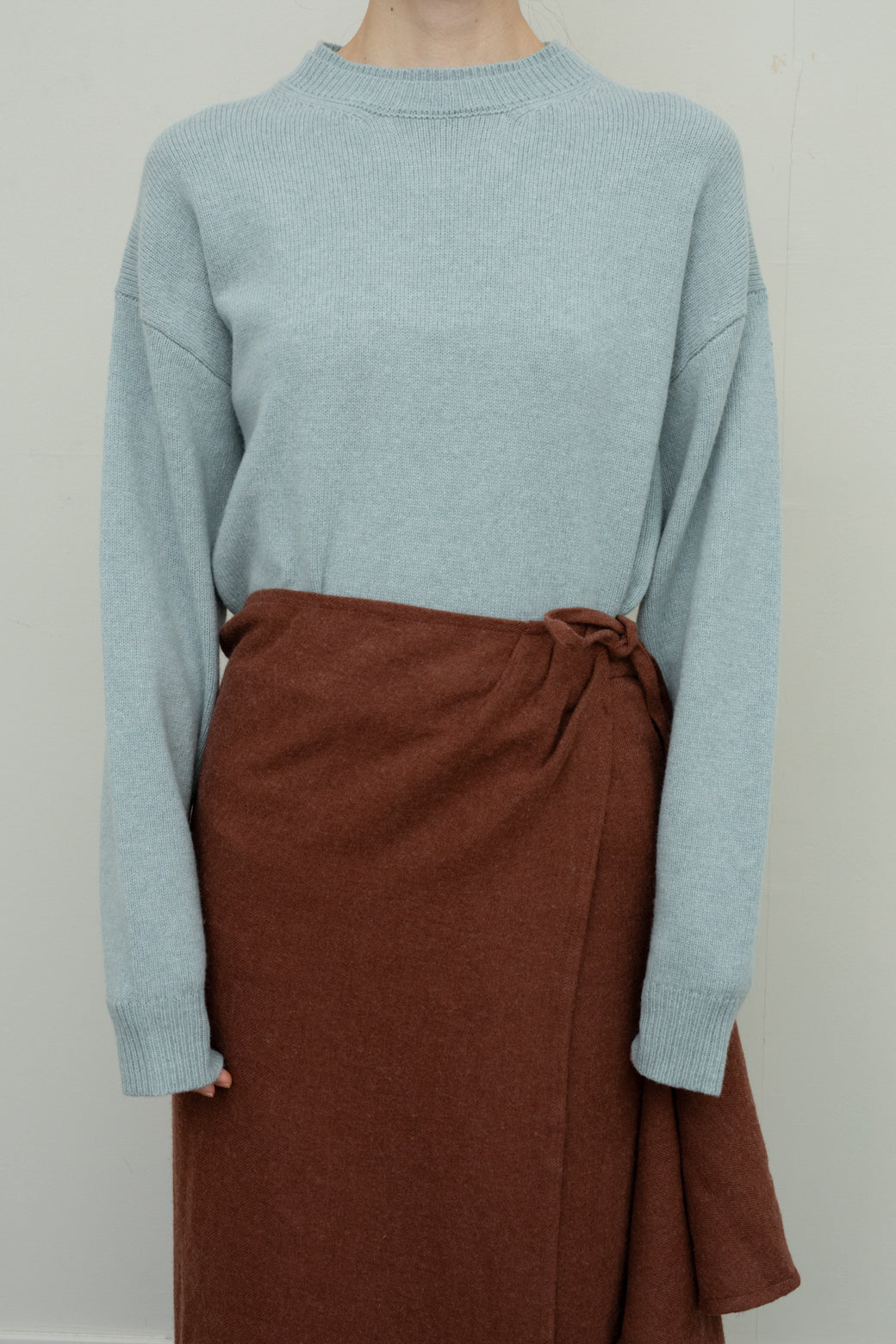 Extra Fine Merino Wool Double Neck Knit Pullover (ls54556K)