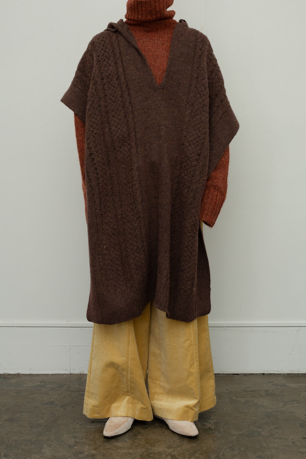 Hoodie Knit Poncho(ls182K)