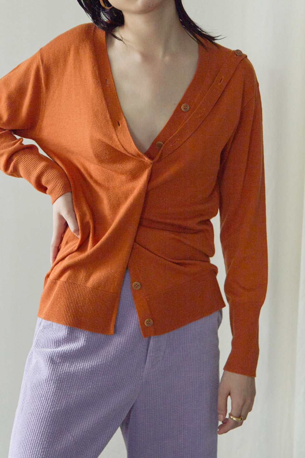 Button Drape Cardigan(ls123K)