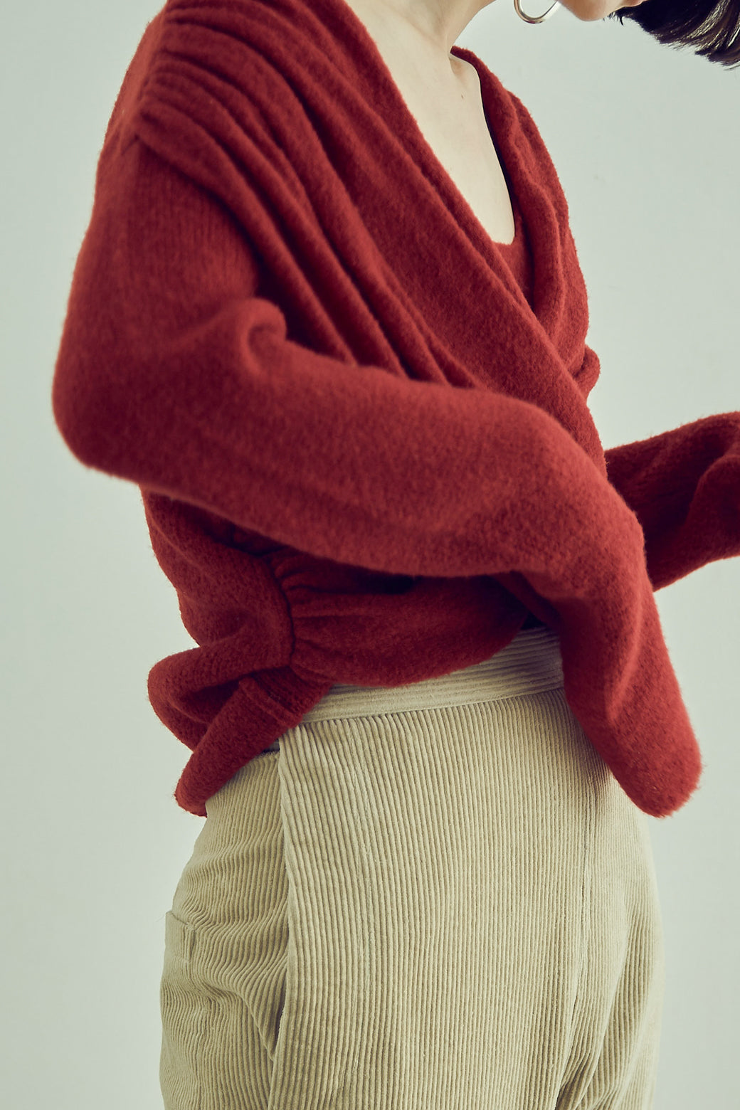 Meino wool Cross Tuck Tie Knit (ls076)