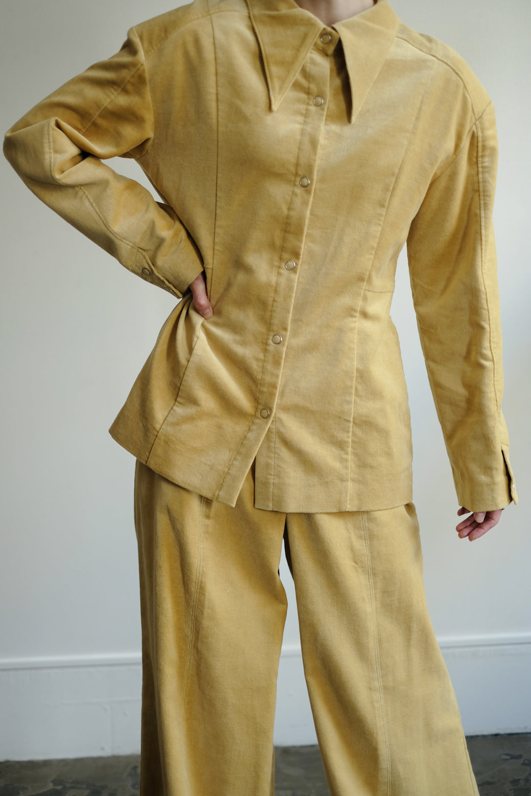 Linen Cotton Velvet Uneven Front Pants (ls24312P)