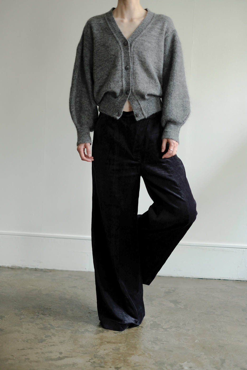 Linen Cotton Velvet Uneven Front Pants (ls24312P)