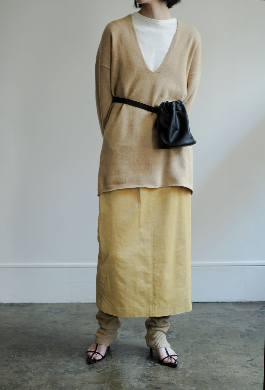 Linen Cotton Velvet Zip Fly Skirt (ls24313S)