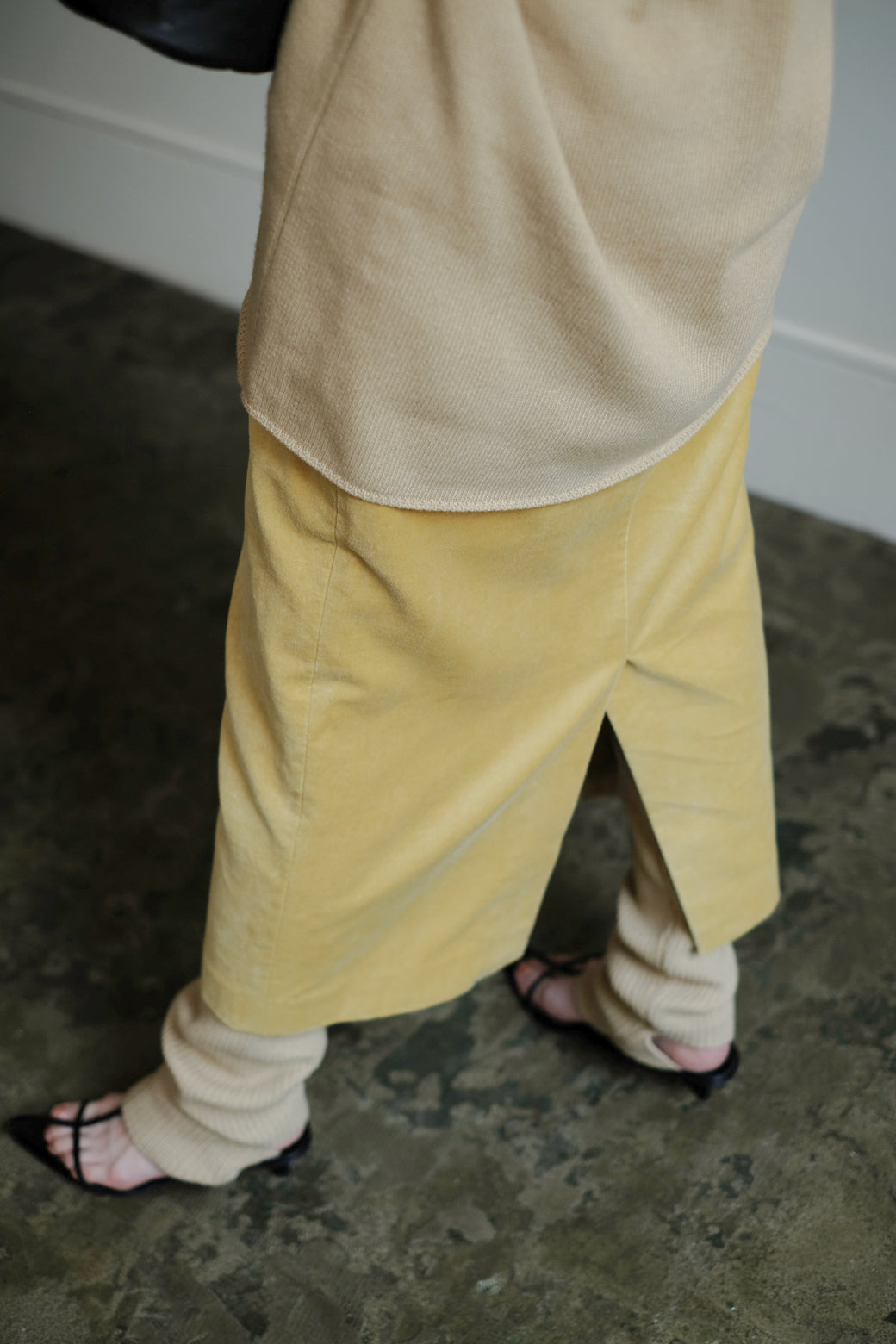 Linen Cotton Velvet Zip Fly Skirt (ls24313S)