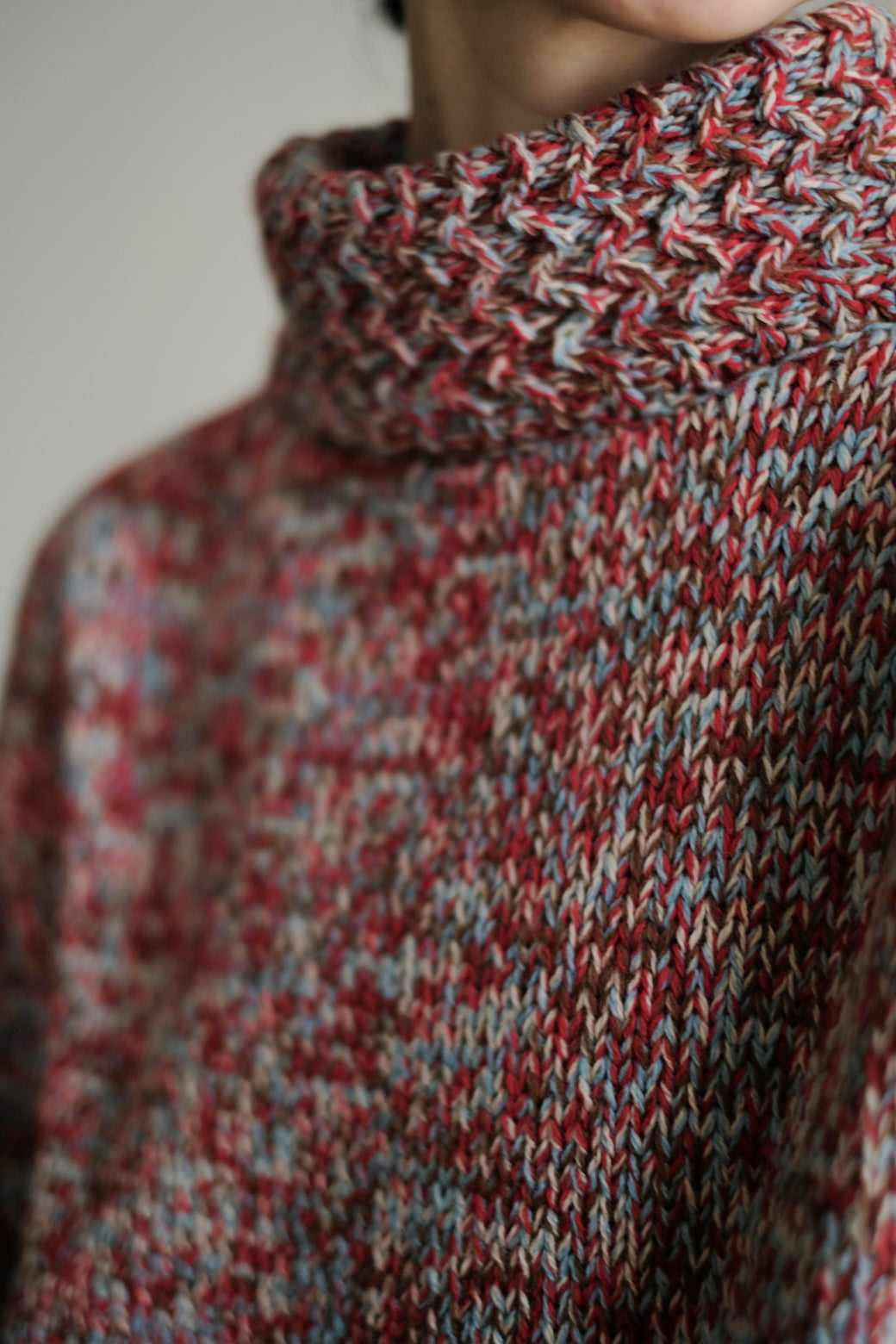 Mix Color Hi-neck Loose Knit (ls24338K)