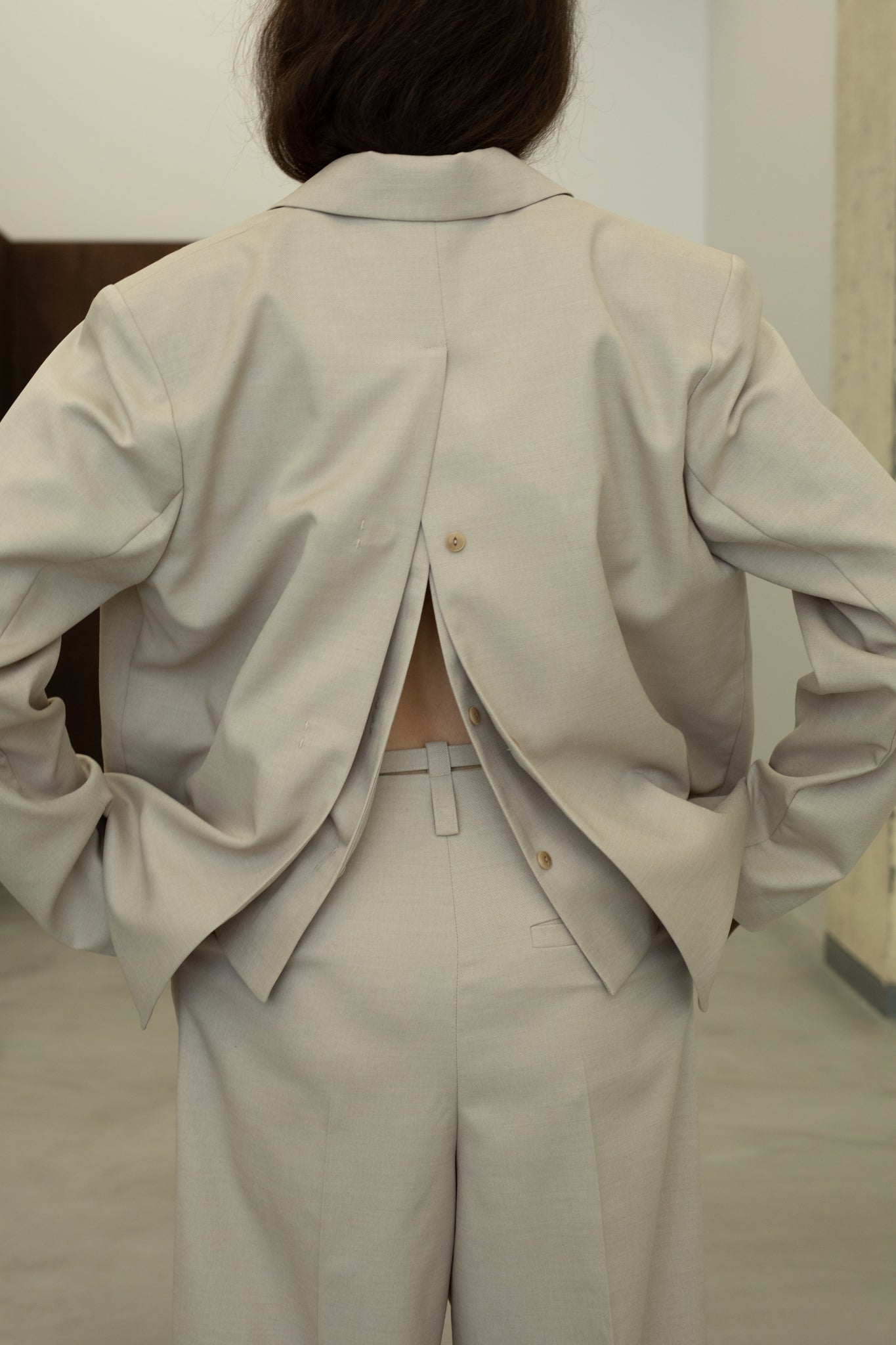Wool Mix Back Open Summer Jacket(ls52505J)