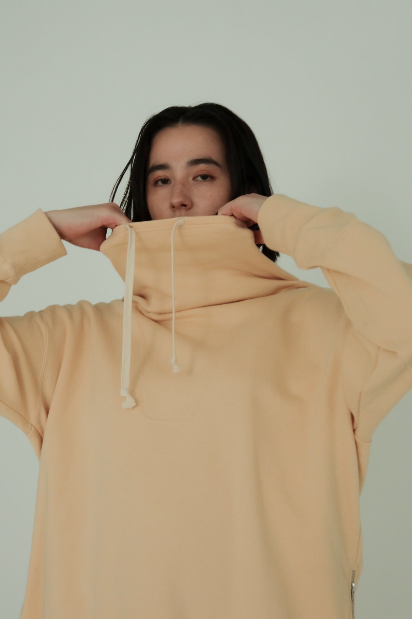 Drawstring High Neck Sweat PO(ls34396T)