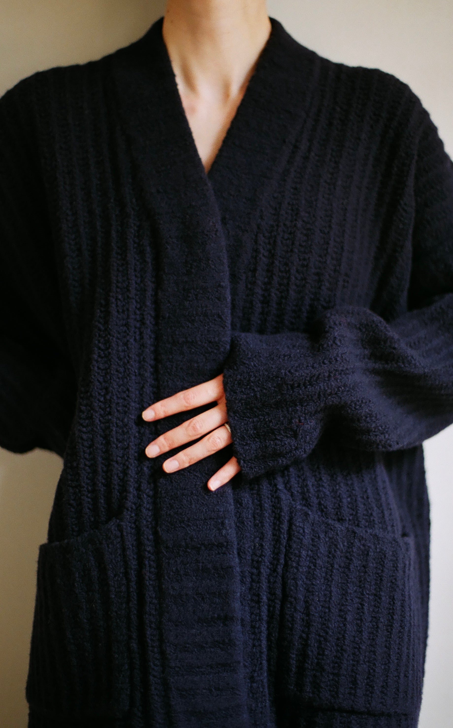 Extra Fine Merino Wool Boucle Yarn Cardigan(ls34401K)