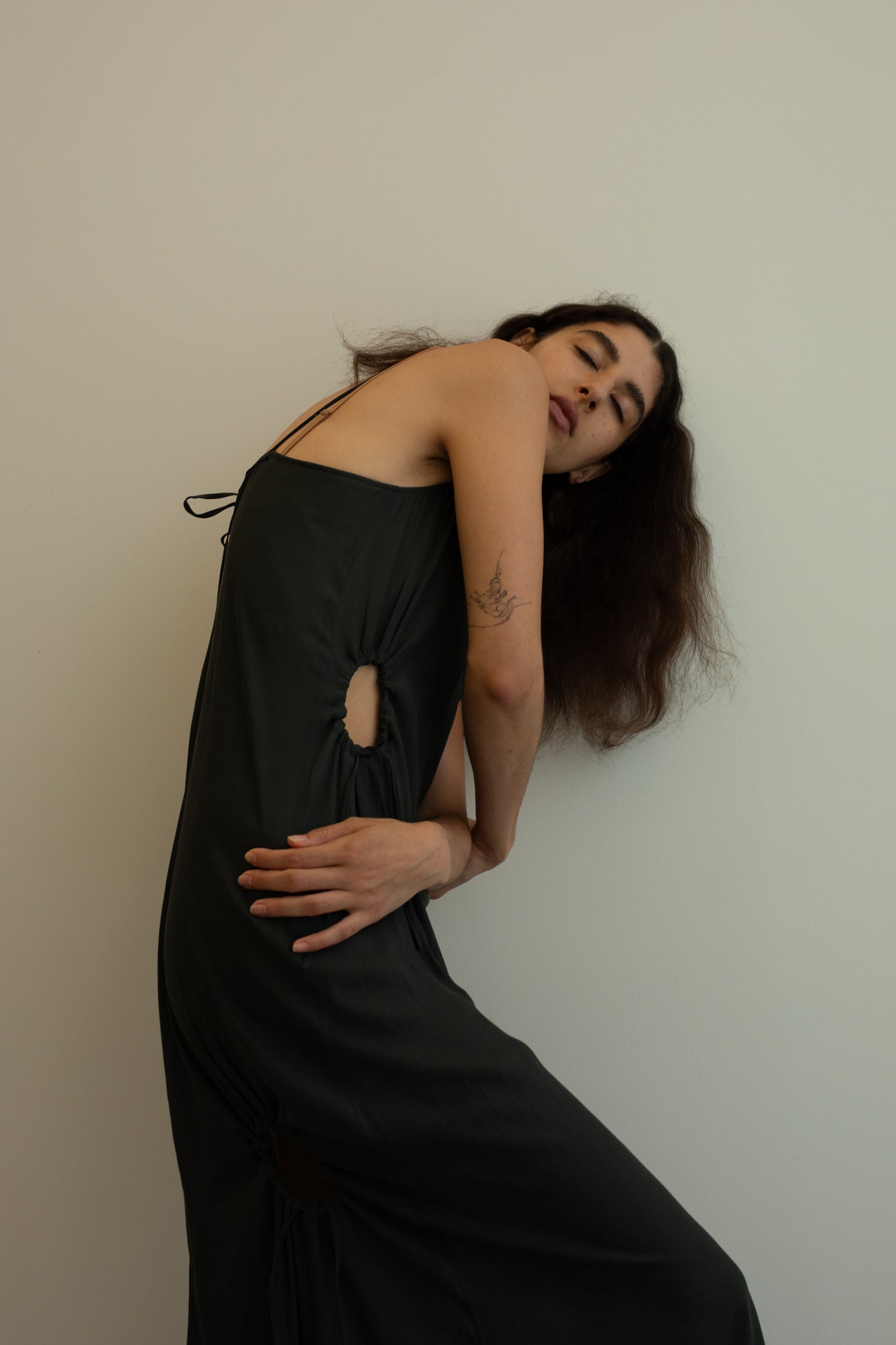 Dry Georgette 抽绳吊带连衣裙(ls52516D)