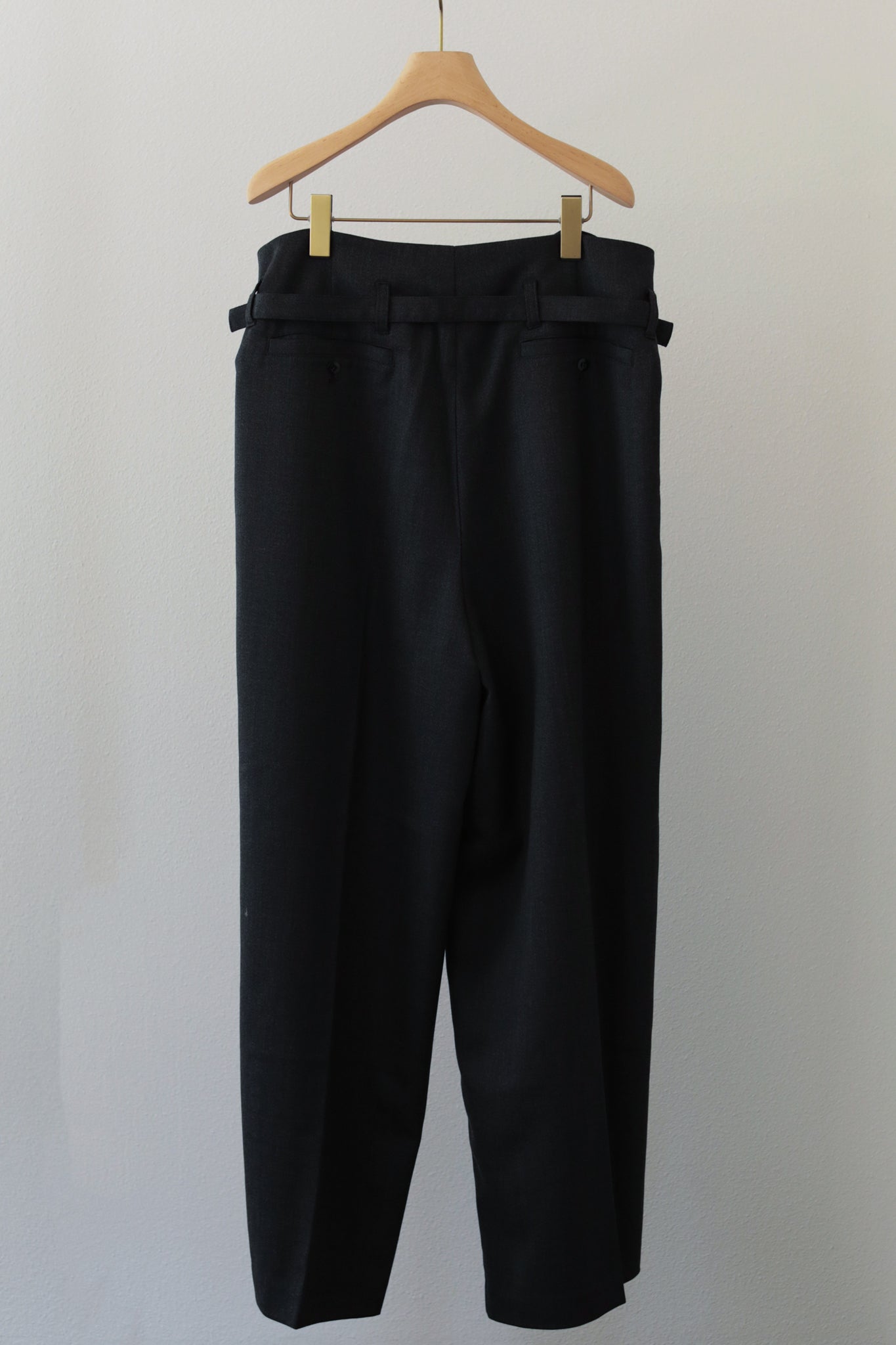 Wool Viscose Belted Buggy Tuck Pants (ls24337P)