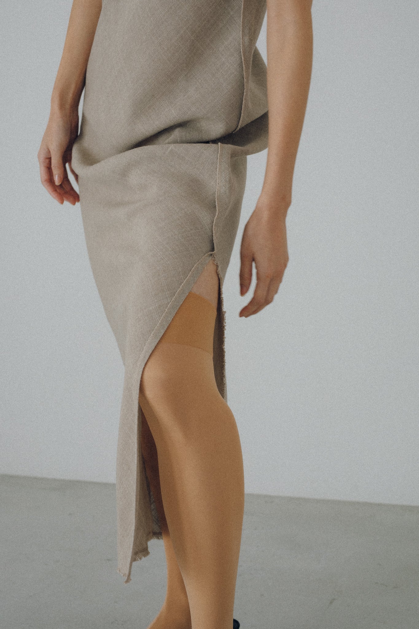 Linen Like PL Unhemmed Dress (ls62592D)